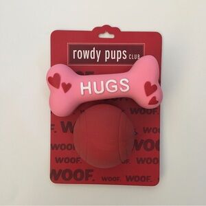 NEW Dog Toys Latex Pink Bone and Red Ball with Squeakers | Rowdy Pets